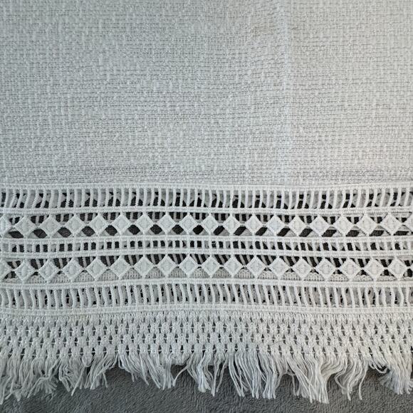 Banana Republic White Boucle Shell Top With Lace- Peekaboo Fringe - Medium - Picture 2 of 11